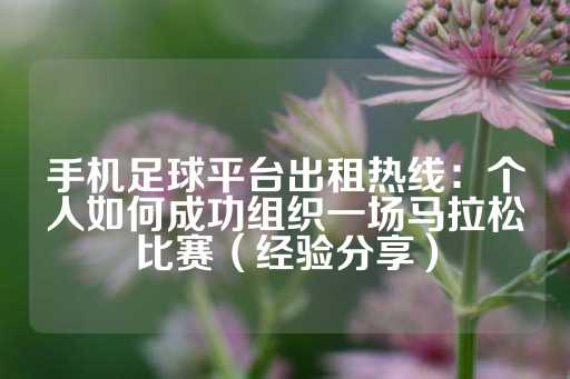 手机足球平台出租热线：个人如何成功组织一场马拉松比赛（经验分享）-第1张图片-皇冠信用盘出租