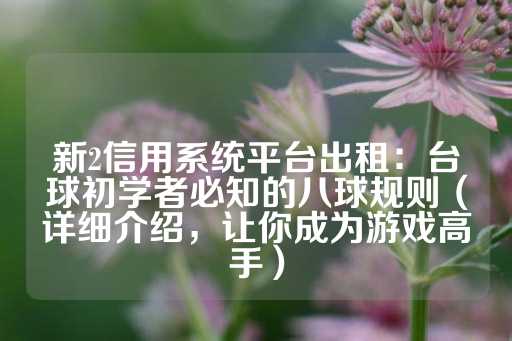 新2信用系统平台出租：台球初学者必知的八球规则（详细介绍，让你成为游戏高手）-第1张图片-皇冠信用盘出租