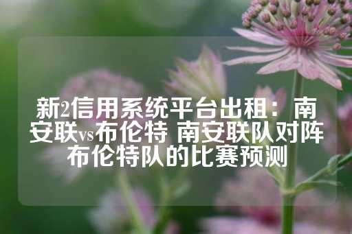 新2信用系统平台出租：南安联vs布伦特 南安联队对阵布伦特队的比赛预测