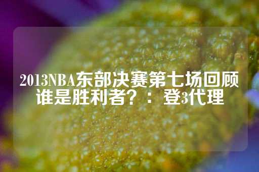 2013NBA东部决赛第七场回顾谁是胜利者？：登3代理-第1张图片-皇冠信用盘出租