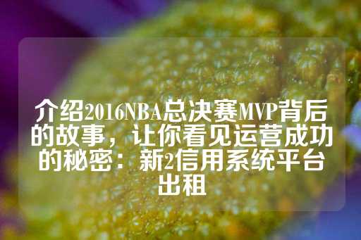 介绍2016NBA总决赛MVP背后的故事，让你看见运营成功的秘密：新2信用系统平台出租-第1张图片-皇冠信用盘出租