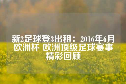 新2足球登3出租：2016年6月欧洲杯 欧洲顶级足球赛事精彩回顾-第1张图片-皇冠信用盘出租