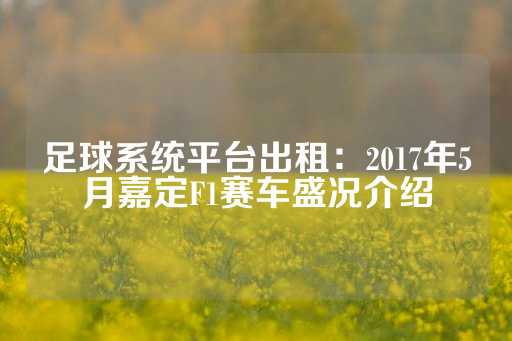 足球系统平台出租：2017年5月嘉定F1赛车盛况介绍-第1张图片-皇冠信用盘出租