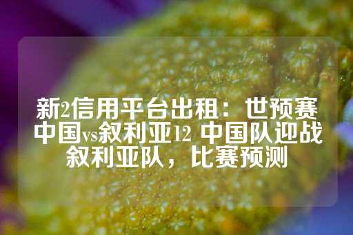 新2信用平台出租：世预赛中国vs叙利亚12 中国队迎战叙利亚队，比赛预测-第1张图片-皇冠信用盘出租