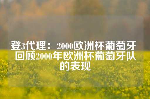 登3代理：2000欧洲杯葡萄牙 回顾2000年欧洲杯葡萄牙队的表现