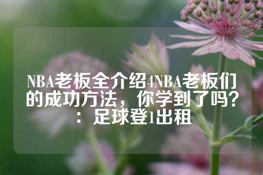 NBA老板全介绍4NBA老板们的成功方法，你学到了吗？：足球登1出租-第1张图片-皇冠信用盘出租