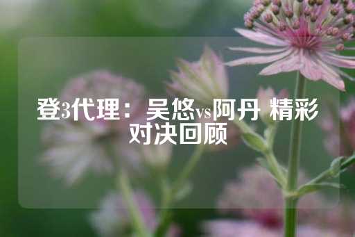 登3代理：吴悠vs阿丹 精彩对决回顾-第1张图片-皇冠信用盘出租