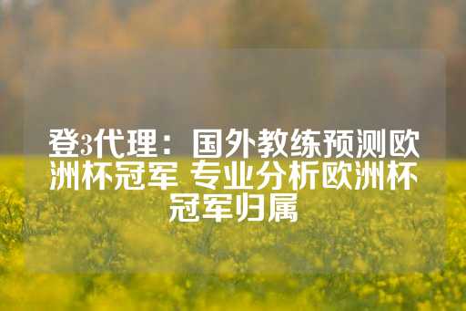 登3代理：国外教练预测欧洲杯冠军 专业分析欧洲杯冠军归属