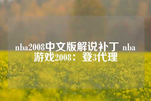 nba2008中文版解说补丁 nba游戏2008：登3代理-第1张图片-皇冠信用盘出租