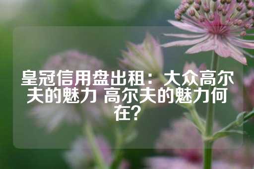 皇冠信用盘出租：大众高尔夫的魅力 高尔夫的魅力何在？