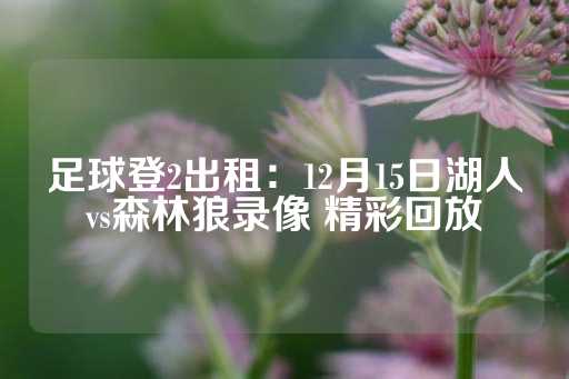 足球登2出租：12月15日湖人vs森林狼录像 精彩回放-第1张图片-皇冠信用盘出租