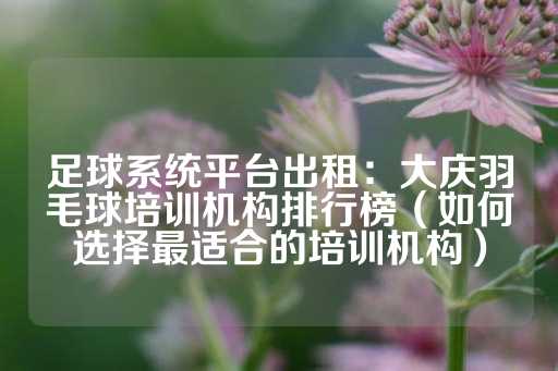 足球系统平台出租：大庆羽毛球培训机构排行榜（如何选择最适合的培训机构）-第1张图片-皇冠信用盘出租