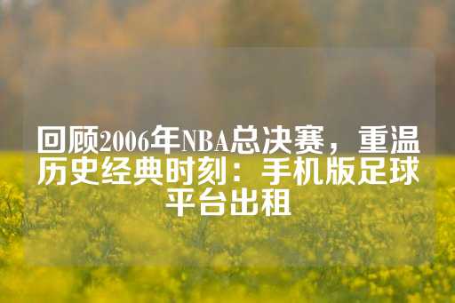 回顾2006年NBA总决赛，重温历史经典时刻：手机版足球平台出租-第1张图片-皇冠信用盘出租