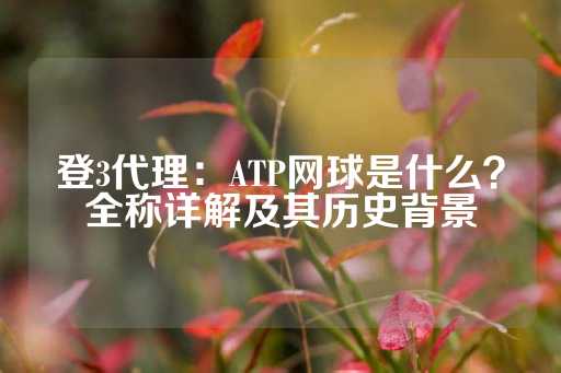 登3代理：ATP网球是什么？全称详解及其历史背景