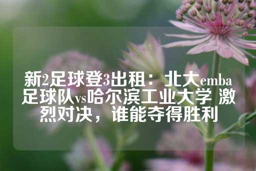 新2足球登3出租：北大emba足球队vs哈尔滨工业大学 激烈对决，谁能夺得胜利-第1张图片-皇冠信用盘出租