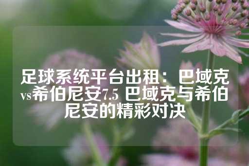 足球系统平台出租：巴域克vs希伯尼安7.5 巴域克与希伯尼安的精彩对决