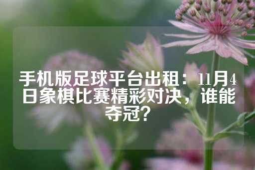 手机版足球平台出租：11月4日象棋比赛精彩对决，谁能夺冠？