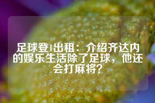 足球登1出租：介绍齐达内的娱乐生活除了足球，他还会打麻将？