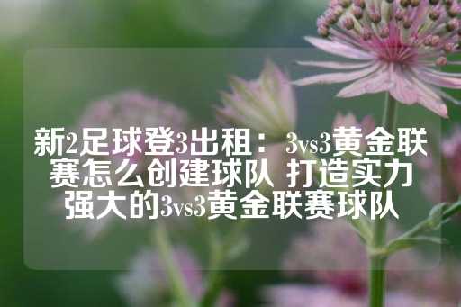 新2足球登3出租：3vs3黄金联赛怎么创建球队 打造实力强大的3vs3黄金联赛球队