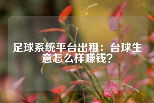 足球系统平台出租：台球生意怎么样赚钱？-第1张图片-皇冠信用盘出租