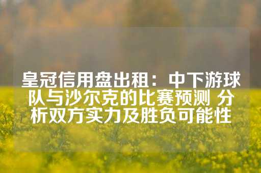 皇冠信用盘出租：中下游球队与沙尔克的比赛预测 分析双方实力及胜负可能性