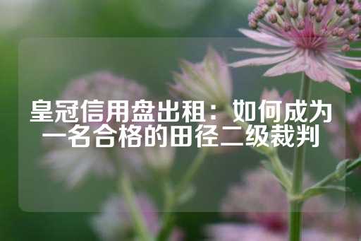 皇冠信用盘出租：如何成为一名合格的田径二级裁判