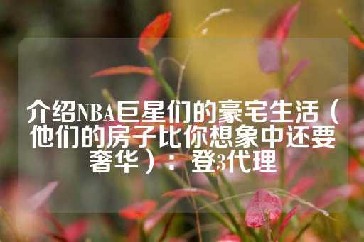 介绍NBA巨星们的豪宅生活（他们的房子比你想象中还要奢华）：登3代理-第1张图片-皇冠信用盘出租