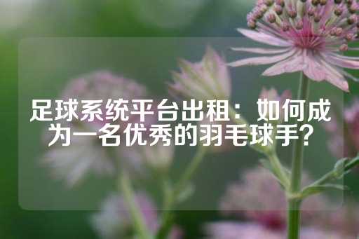 足球系统平台出租：如何成为一名优秀的羽毛球手？