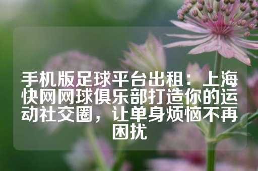 手机版足球平台出租：上海快网网球俱乐部打造你的运动社交圈，让单身烦恼不再困扰