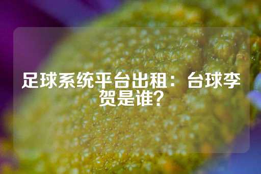 足球系统平台出租：台球李贺是谁？-第1张图片-皇冠信用盘出租