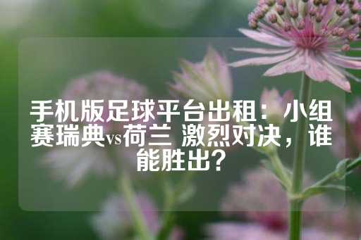 手机版足球平台出租：小组赛瑞典vs荷兰 激烈对决，谁能胜出？