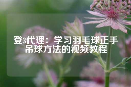 登3代理：学习羽毛球正手吊球方法的视频教程-第1张图片-皇冠信用盘出租