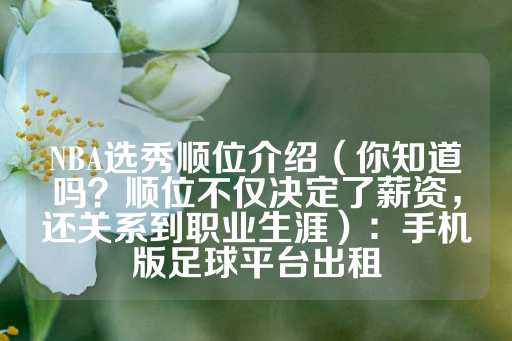 NBA选秀顺位介绍（你知道吗？顺位不仅决定了薪资，还关系到职业生涯）：手机版足球平台出租