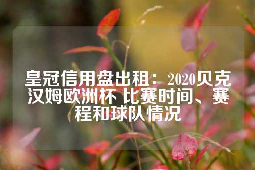 皇冠信用盘出租：2020贝克汉姆欧洲杯 比赛时间、赛程和球队情况-第1张图片-皇冠信用盘出租