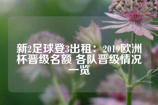 新2足球登3出租：2019欧洲杯晋级名额 各队晋级情况一览-第1张图片-皇冠信用盘出租