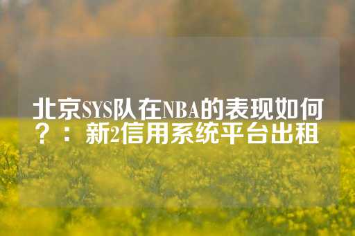 北京SYS队在NBA的表现如何？：新2信用系统平台出租