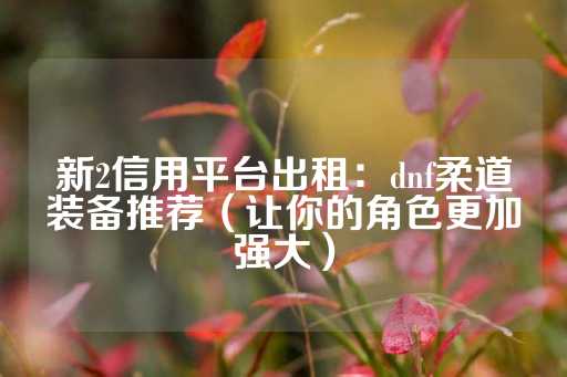 新2信用平台出租：dnf柔道装备推荐（让你的角色更加强大）