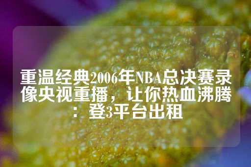 重温经典2006年NBA总决赛录像央视重播，让你热血沸腾：登3平台出租-第1张图片-皇冠信用盘出租