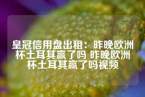 皇冠信用盘出租：昨晚欧洲杯土耳其赢了吗 昨晚欧洲杯土耳其赢了吗视频