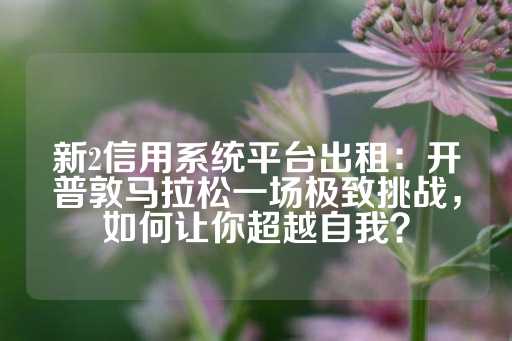 新2信用系统平台出租：开普敦马拉松一场极致挑战，如何让你超越自我？