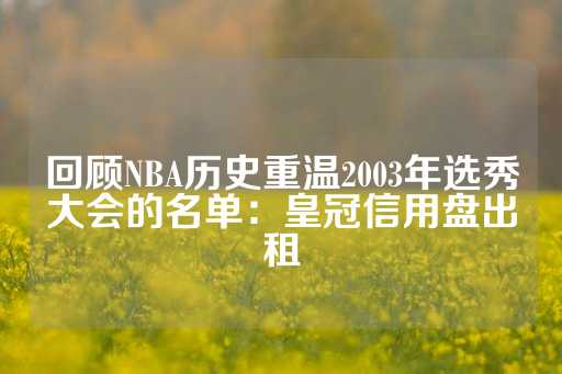 回顾NBA历史重温2003年选秀大会的名单：皇冠信用盘出租-第1张图片-皇冠信用盘出租