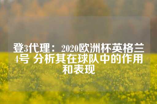 登3代理：2020欧洲杯英格兰4号 分析其在球队中的作用和表现-第1张图片-皇冠信用盘出租