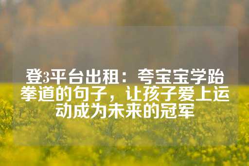 登3平台出租：夸宝宝学跆拳道的句子，让孩子爱上运动成为未来的冠军-第1张图片-皇冠信用盘出租