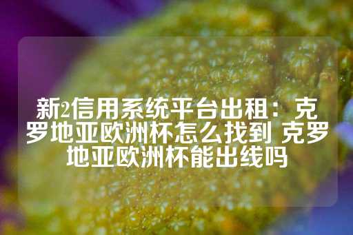 新2信用系统平台出租：克罗地亚欧洲杯怎么找到 克罗地亚欧洲杯能出线吗