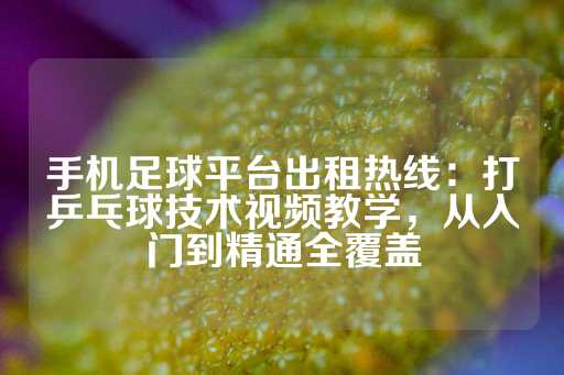 手机足球平台出租热线：打乒乓球技术视频教学，从入门到精通全覆盖-第1张图片-皇冠信用盘出租