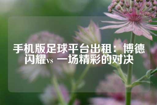 手机版足球平台出租：博德闪耀vs 一场精彩的对决