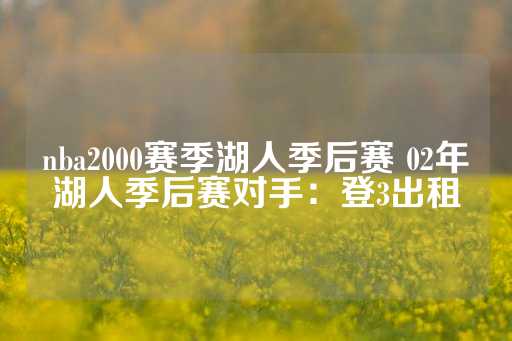 nba2000赛季湖人季后赛 02年湖人季后赛对手：登3出租-第1张图片-皇冠信用盘出租