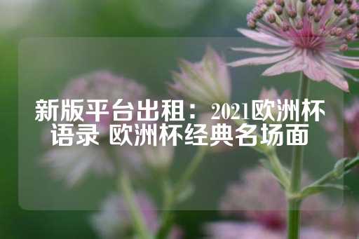 新版平台出租：2021欧洲杯语录 欧洲杯经典名场面