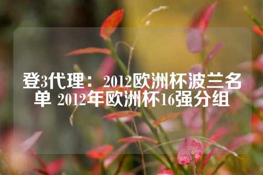 登3代理：2012欧洲杯波兰名单 2012年欧洲杯16强分组-第1张图片-皇冠信用盘出租