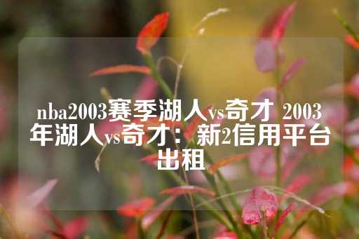 nba2003赛季湖人vs奇才 2003年湖人vs奇才：新2信用平台出租-第1张图片-皇冠信用盘出租